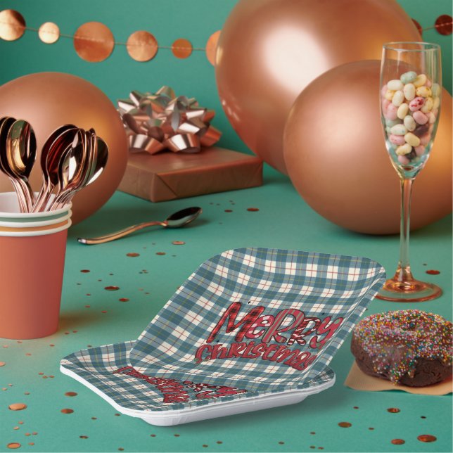 Macrae Conchra Scottish Tartan Merry Christmas Pappteller (Multi)