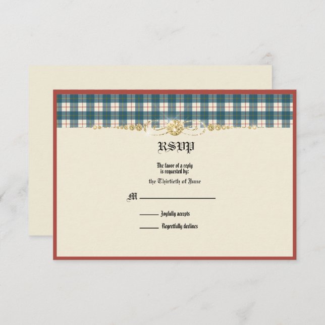 MacRae Conchra Tartan Wedding RSVP (Vorne/Hinten)