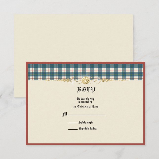 MacRae Conchra Tartan Wedding RSVP Karte (Vorne/Hinten)