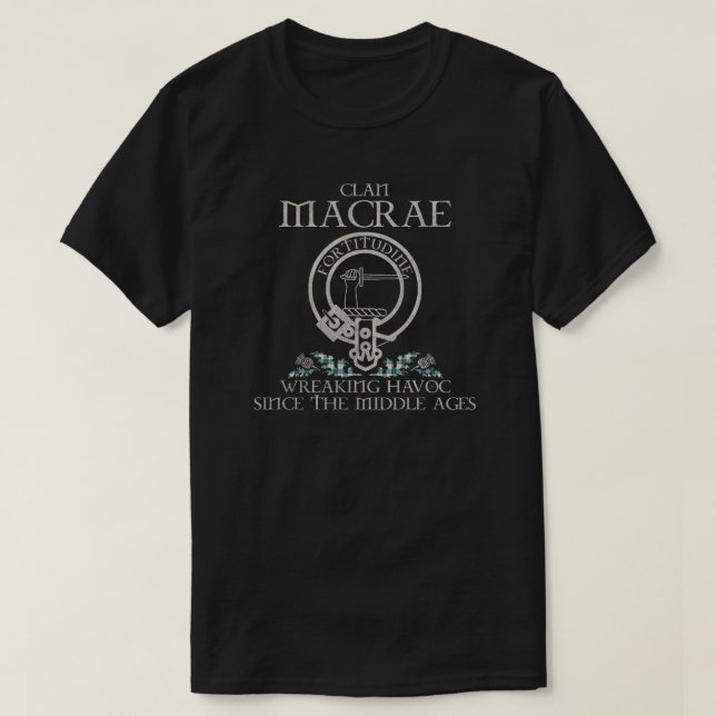 MacRae of Conchra Clan Wappen Schottischer Nachnam T-Shirt (Design vorne)