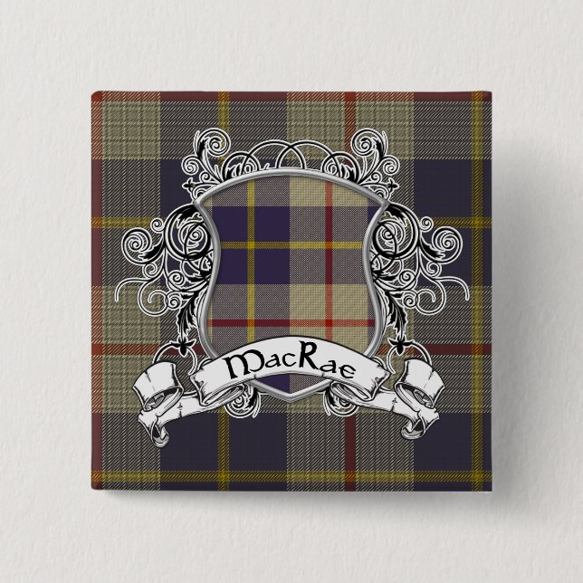 MacRae Tartan-Schild Button (Vorderseite)