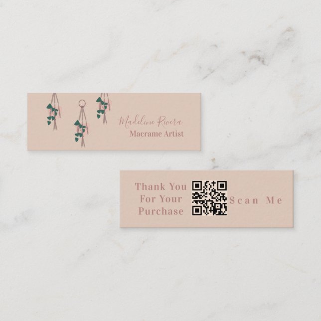 Macrame Artist Handmade Hanging Pflanze Earthy Mini Visitenkarte (Vorne/Hinten)