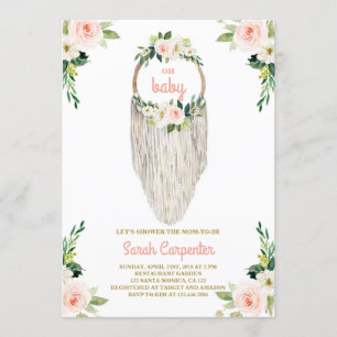 Macrame Babydusche Einladung Mädchen