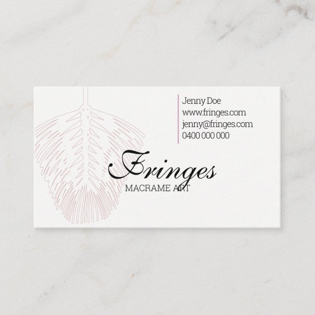 Macrame Business Card mit Macrame Feather Visitenkarte (Vorderseite)