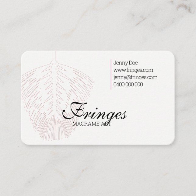Macrame Business Card mit Macrame Feather Visitenkarte (Vorderseite)