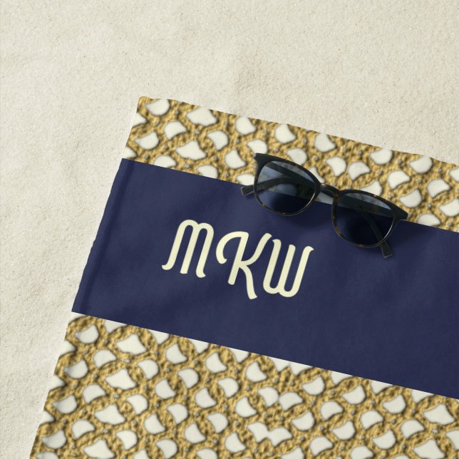 Macrame Fishing Net mit Ihren Initialen / Name Strandtuch (Beispiel)