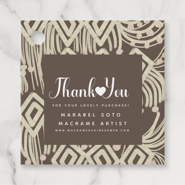 Macrame Handmade Business Vielen Dank B Geschenkanhänger (Vorderseite)