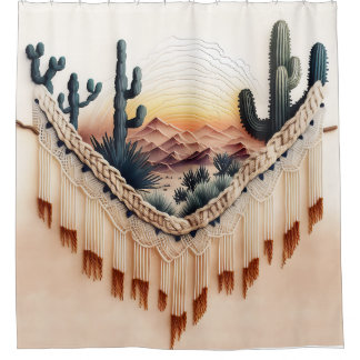 Macrame Style Print Duschvorhang