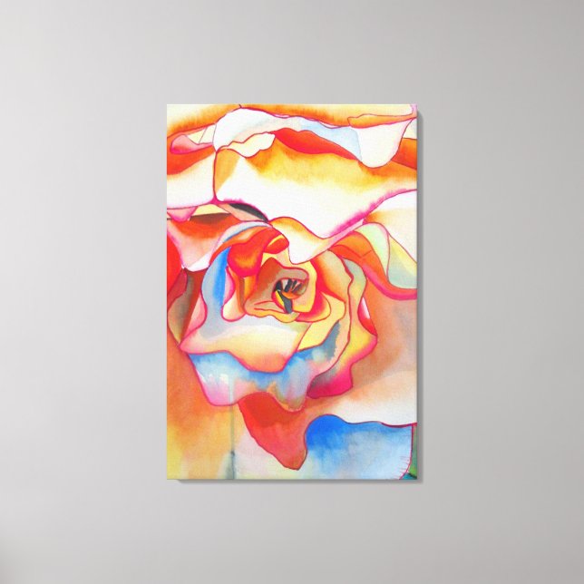 Macro begonia Fred Martin Aquarellmalerei Leinwanddruck (Vorderseite)