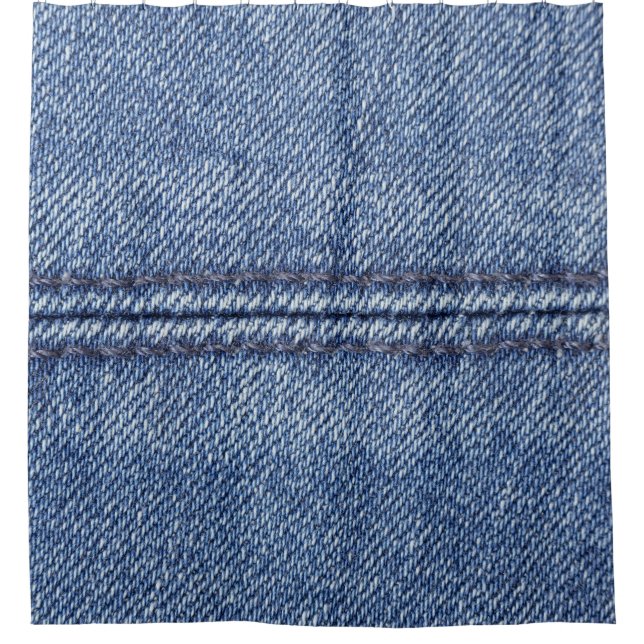 Macro Blue Denim, Nah-up Textur. Duschvorhang (Vorderseite)