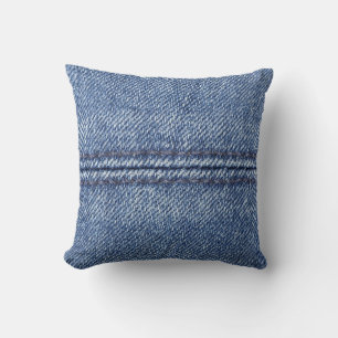 Macro Blue Denim, Nah-up Textur. Kissen