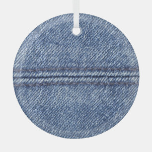 Macro Blue Denim, Nah-up Textur. Ornament Aus Glas