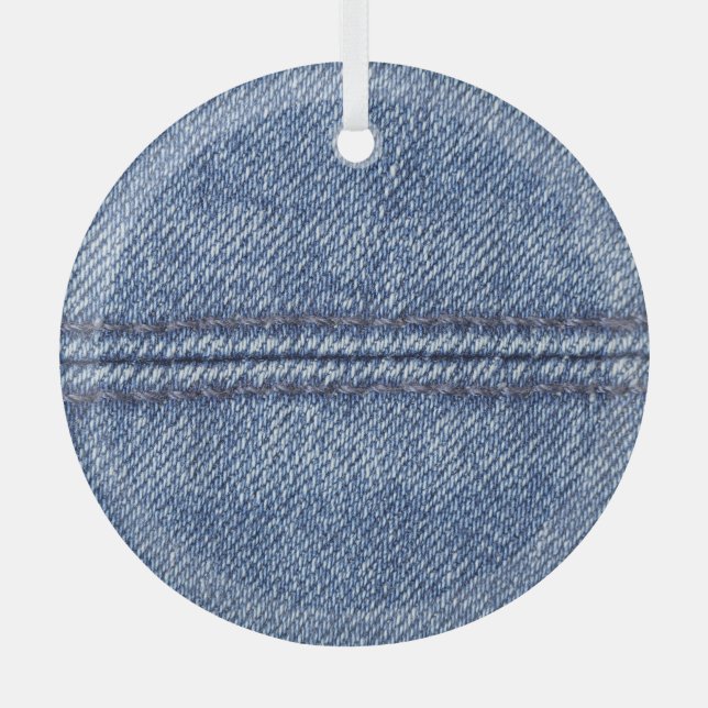 Macro Blue Denim, Nah-up Textur. Ornament Aus Glas (Vorderseite)