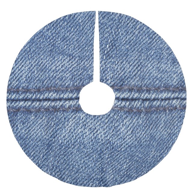 Macro Blue Denim, Nah-up Textur. Polyester Weihnachtsbaumdecke (Vorderseite)