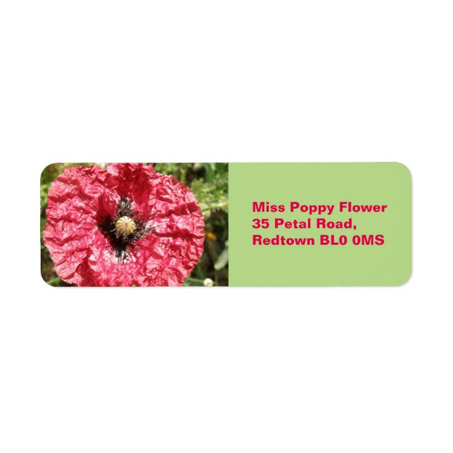 Macro Custom Labels für hübsche Red Poppy Blume (Vorne)
