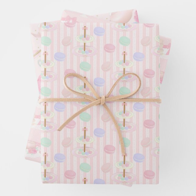 Macron Afternoon Tea Party Pattern Geschenkpapier Set (Beispiel)