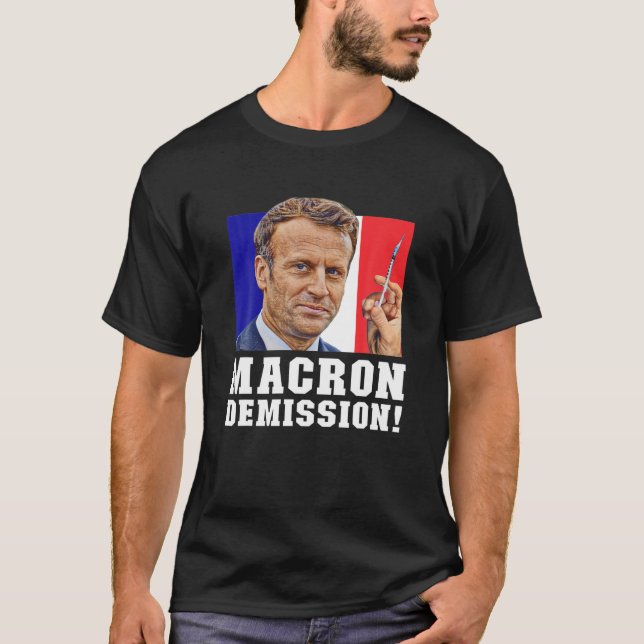 Macron Demission! Politisch T-Shirt (Vorderseite)