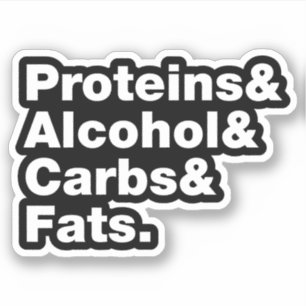 Macronutrients. Proteine & Alkohol & Fette. Aufkleber