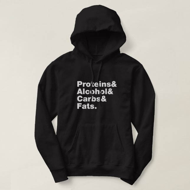 Macronutrients. Proteine & Alkohol & Fette. Hoodie (Design vorne)