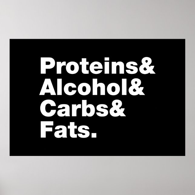 Macronutrients. Proteine & Alkohol & Fette. Poster (Vorne)