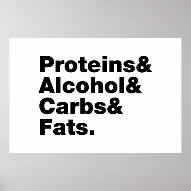 Macronutrients. Proteine & Alkohol & Fette. Poster (Vorne)