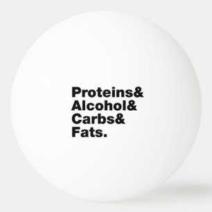 Macronutrients. Proteine & Alkohol & Fette. Tischtennisball