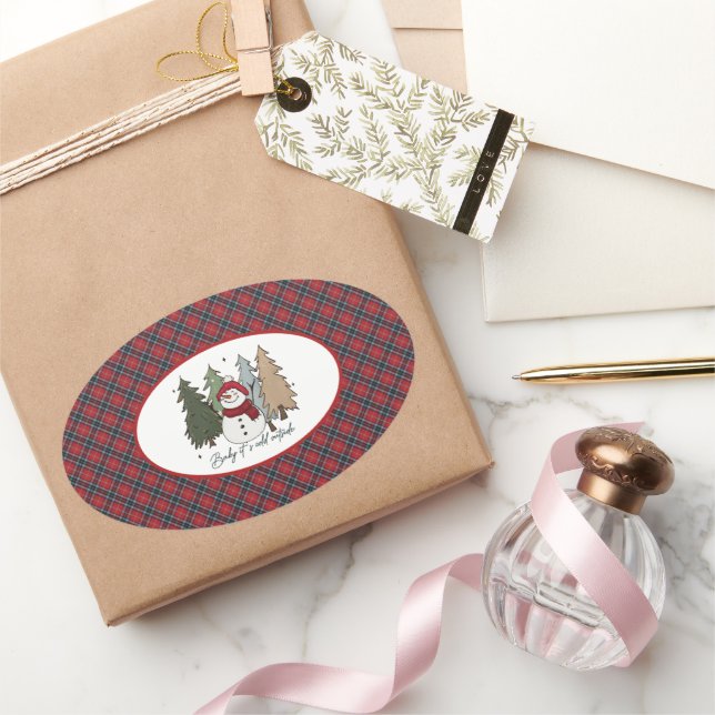 MacTavish Modern  Schottischer Tartan-Weihnachten Ovaler Aufkleber (Schenken)