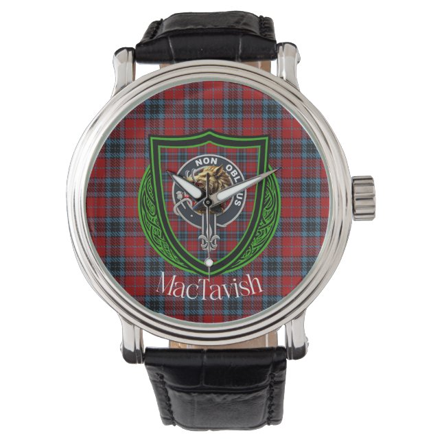 MacTavish Scottish Clan Tartan & Crest Armbanduhr (Vorderseite)