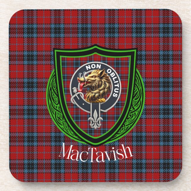 MacTavish Scottish Clan Tartan & Crest Getränkeuntersetzer (Vorderseite)