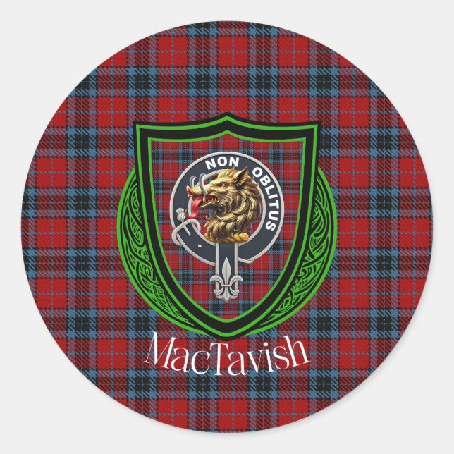 MacTavish Scottish Clan Tartan & Crest Runder Aufkleber (Vorderseite)