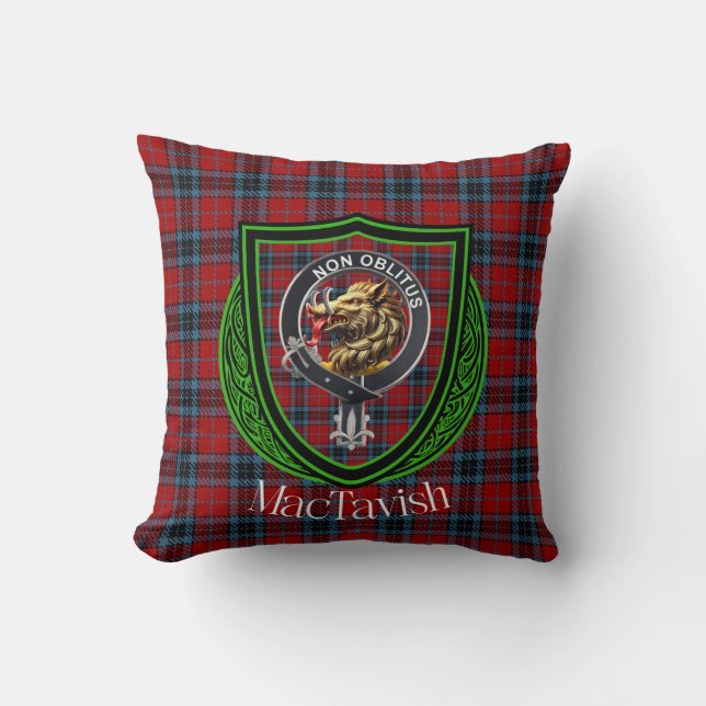 MacTavish Scottish Clan Tartan & Wappen Kissen (Vorderseite)
