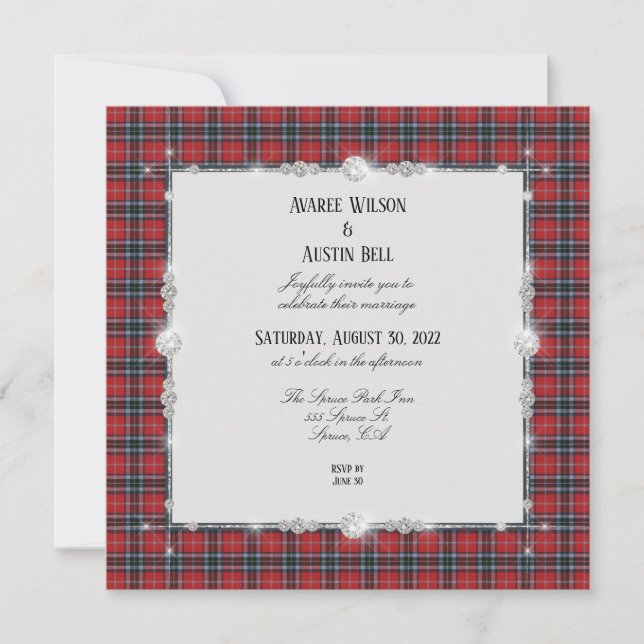 MacTavish Scottish Tartan Wedding Einladung (Vorderseite)