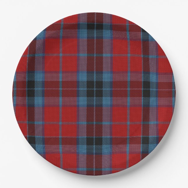 MacTavish Tartan Red and Blue Kariert Pappteller (Vorderseite)