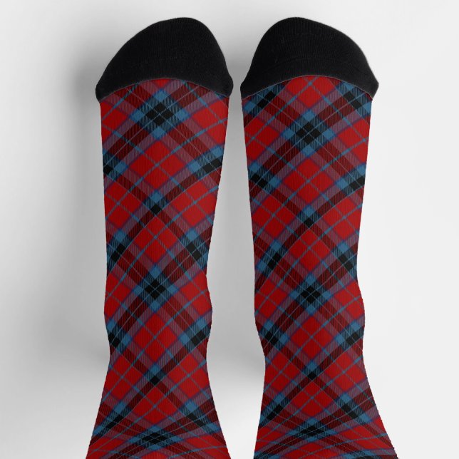 MacTavish Tartan Red and Blue Kariert Socken (Oben)
