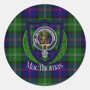 MacThomas schottischer Clan Tartan & Wappen Runder Aufkleber