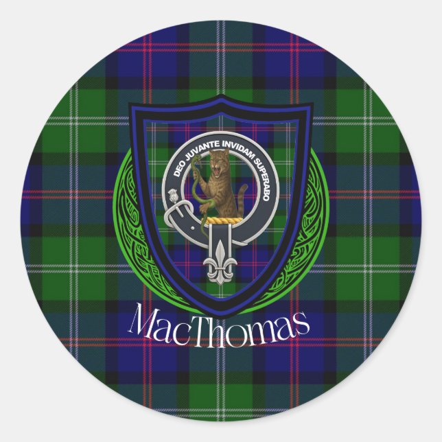 MacThomas Scottish Clan Tartan & Crest Runder Aufkleber (Vorderseite)