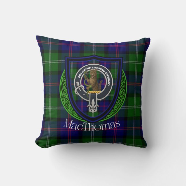 MacThomas Scottish Clan Tartan & Wappen Kissen (Vorderseite)