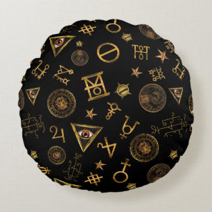 MACUSA™ Magic Symbols und Wappen Muster Rundes Kissen