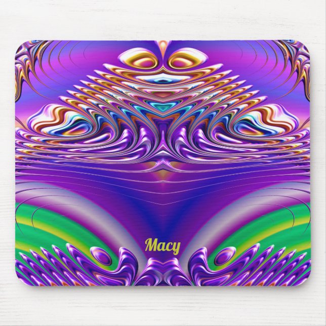 MACY ~ Zany Green, Blue, Yellow und Lila Mousepad (Vorne)