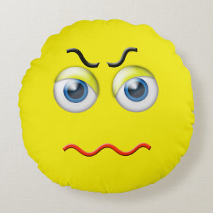 Mad Angry Emoji Rundes Kissen