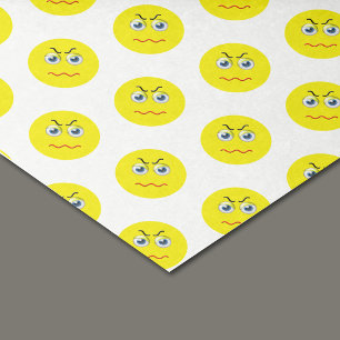 Mad Angry Grumpy Yellow Emoji Pattern Seidenpapier