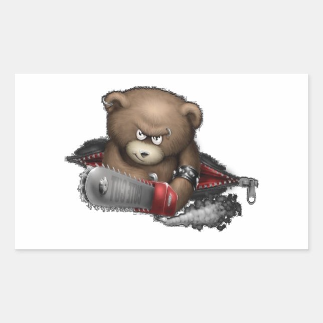 Mad Bear Chainsaw Rechteckiger Aufkleber (Vorderseite)
