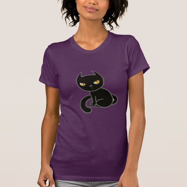 Mad Black Kitty Cat T-Shirt (Vorderseite)