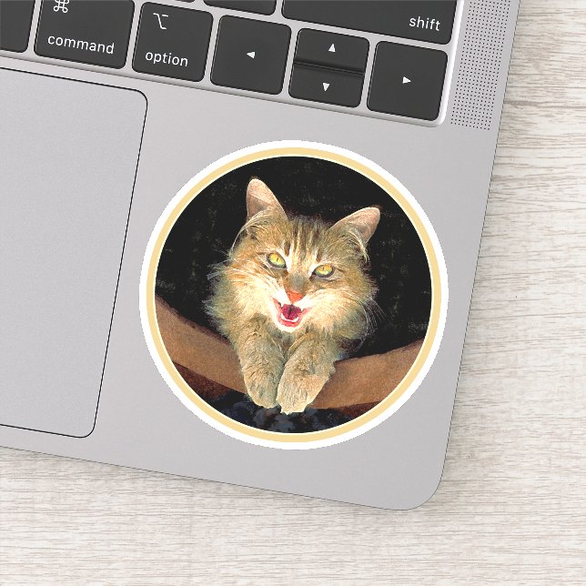 Mad Cat Painting - Niedliche Original Cat Art Aufkleber (Detail)