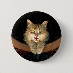 Mad Cat Painting - Niedliche Original Cat Art Button