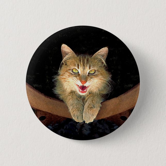 Mad Cat Painting - Niedliche Original Cat Art Button (Vorderseite)