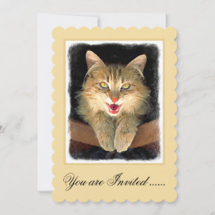 Mad Cat Painting - Niedliche Original Cat Art Einladung