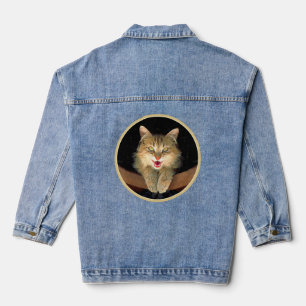 Mad Cat Painting - Niedliche Original Cat Art Jeansjacke