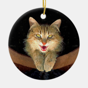 Mad Cat Painting - Niedliche Original Cat Art Keramikornament