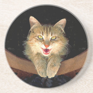Mad Cat Painting - Niedliche Original Cat Art Untersetzer